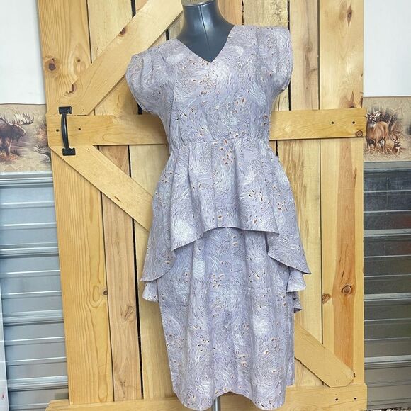 Vintage 1950s 1960s pattern midi dress womens tailored bell housewife hi low - Picture 12 of 12
